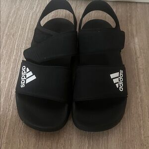 Adidas Kids size 3 Black Slide Sandals